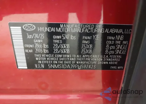 2023 Hyundai Santa Fe Se from USA, damaged, VIN 5NMS1DAJ9PH597423
